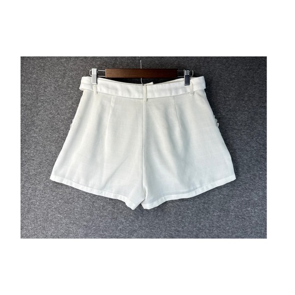 Seven Wonders Off White High Waisted Belted Shorts Lace Trim Pleated Size M US 6 - Picture 7 of 13